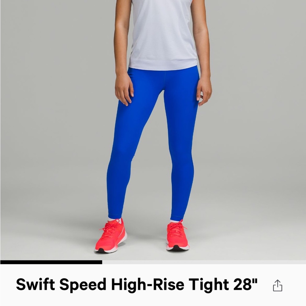NWT Lululemon Swift Speed High Rise 28” leggings. Blazer blue. Size 8.